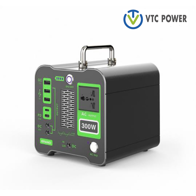 Tragbarer 300-W-Generator, wiederaufladbarer Lithium-Akku-Solargenerator mit 110-V-Wechselstromsteckdose, 12-V-Auto, Typ C, USB-Ausgang